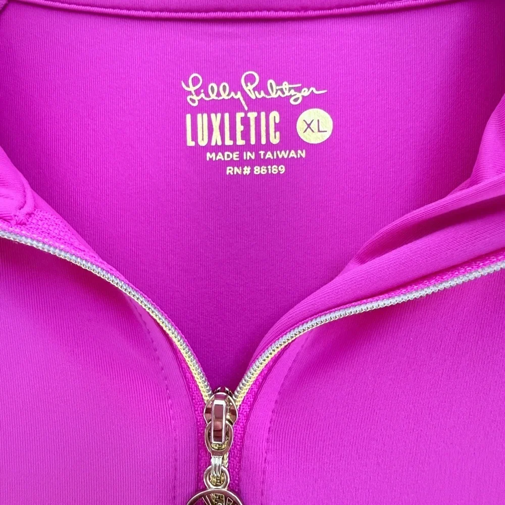 Lilly Pulitzer Hot Pink Quarter-Zip Long Sleeve Top - Picture 4 of 7